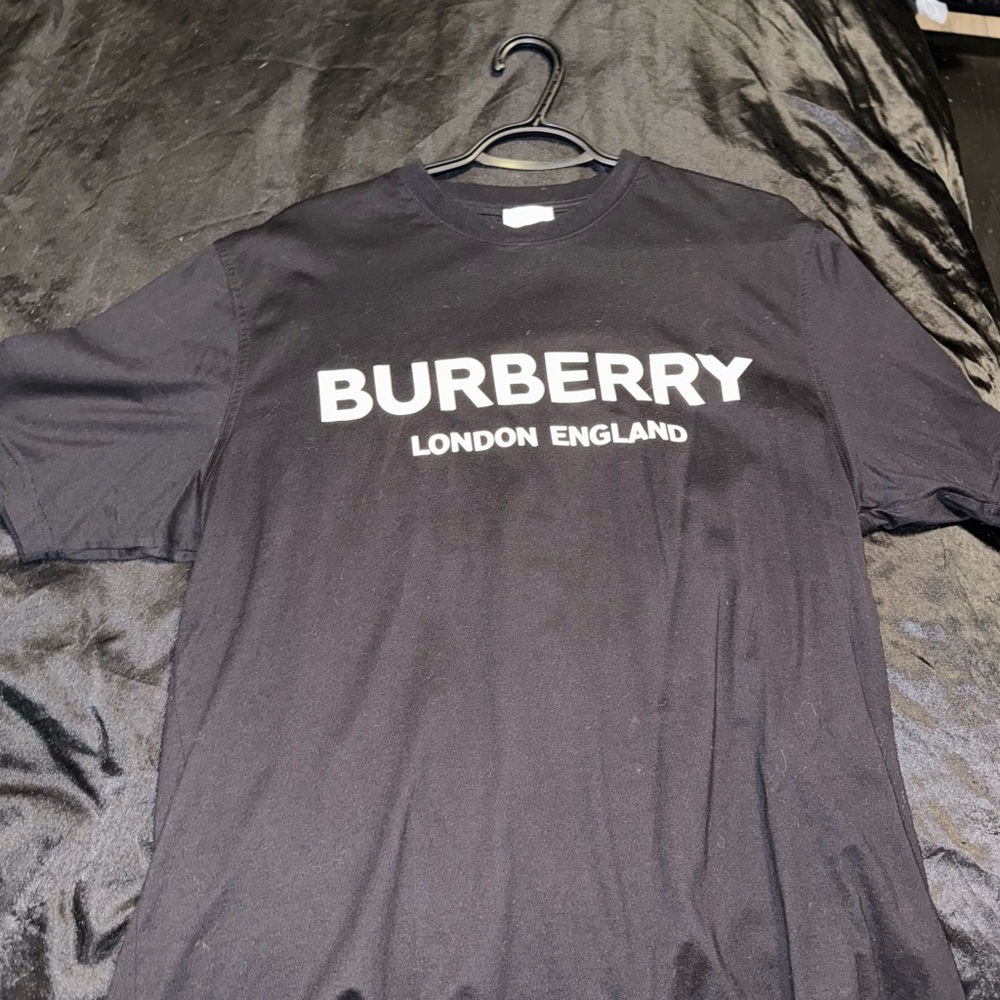 Burberry Black Crewneck Logo Tee with White Text